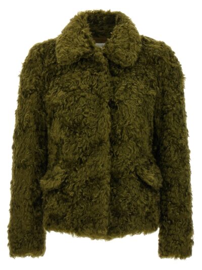 'Vettys' eco fur coat DRIES VAN NOTEN Green
