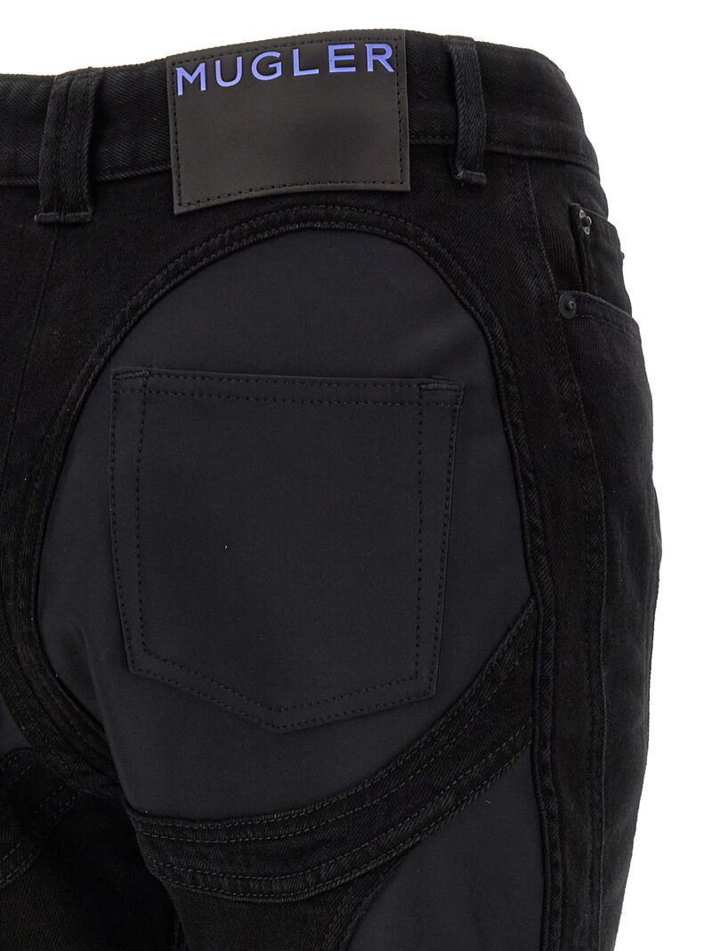 'Zipped bi-material' jeans 100% cotton MUGLER Black