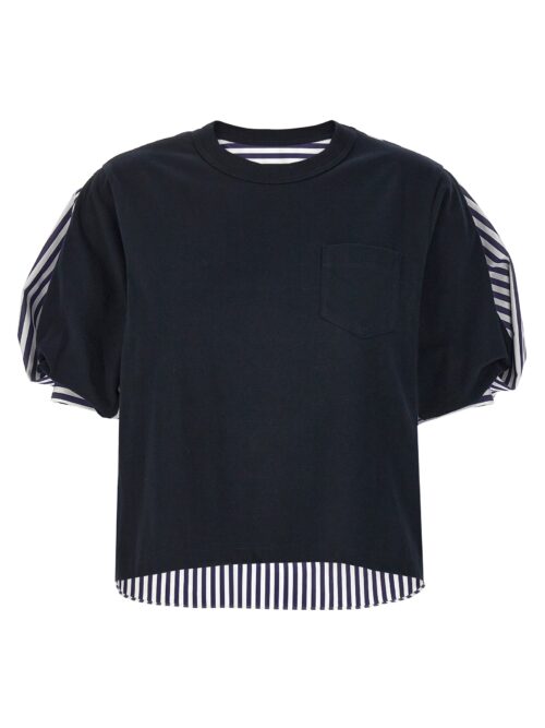 Two-material t-shirt SACAI Blue