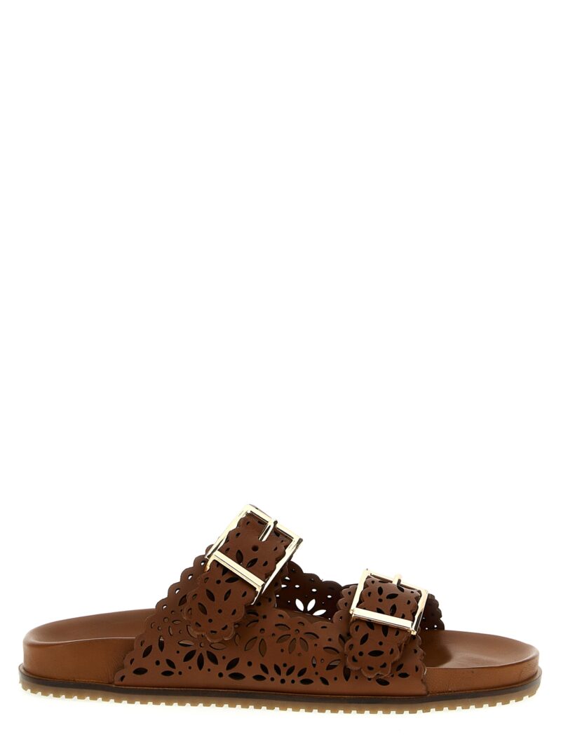 Openwork leather sandals TWIN SET Brown