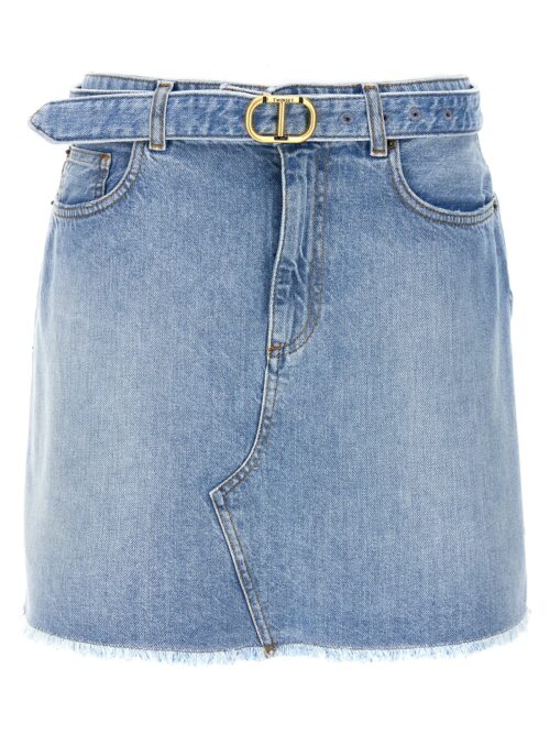 Logo buckle denim skirt TWIN SET Light Blue