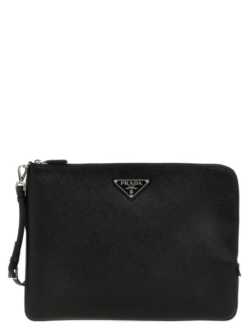 Saffiano large pouch PRADA Black