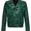 Croc print leather jacket SALVATORE SANTORO Green