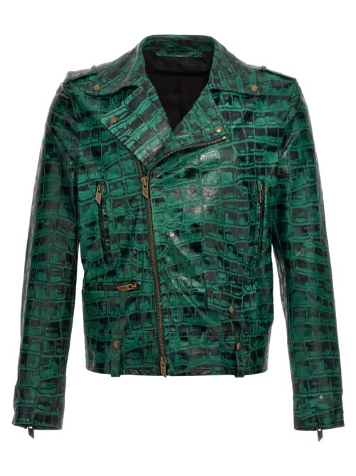 Croc print leather jacket SALVATORE SANTORO Green