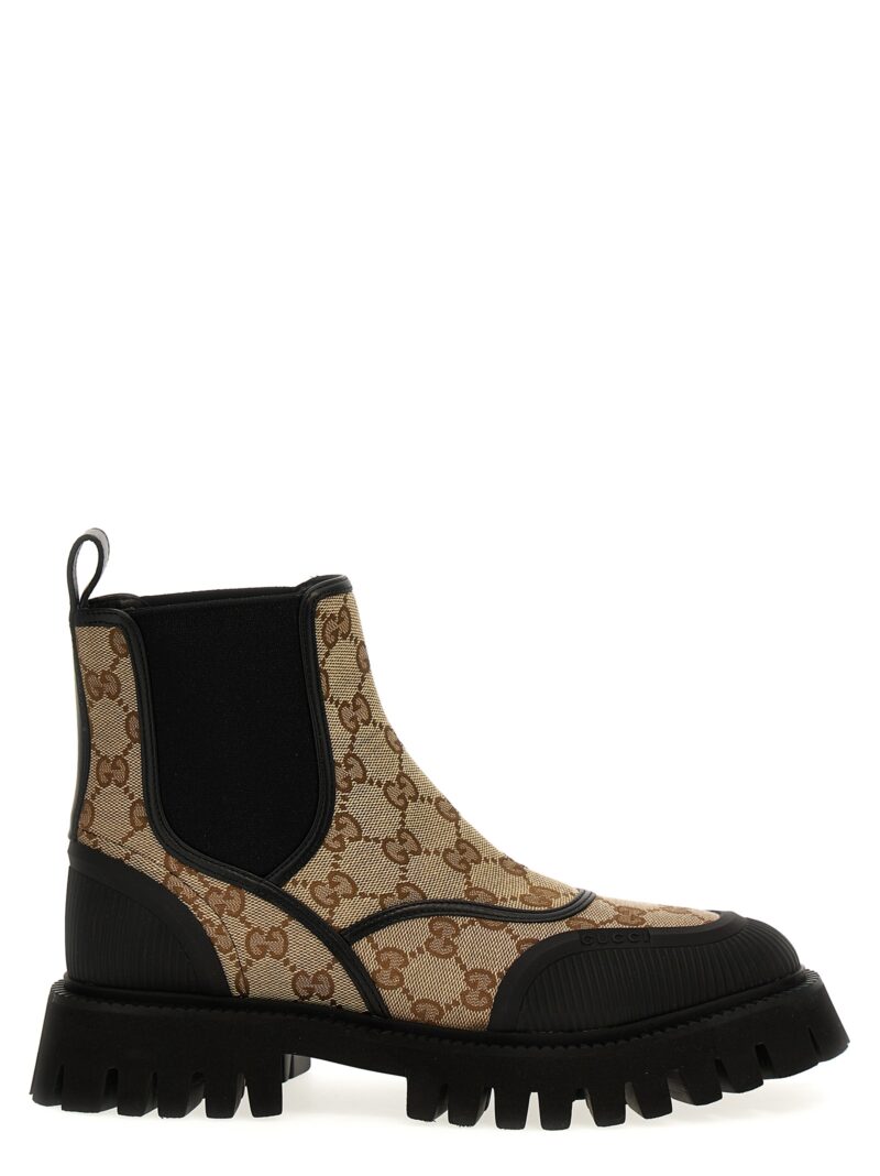 Fabric ankle boots GG GUCCI Beige