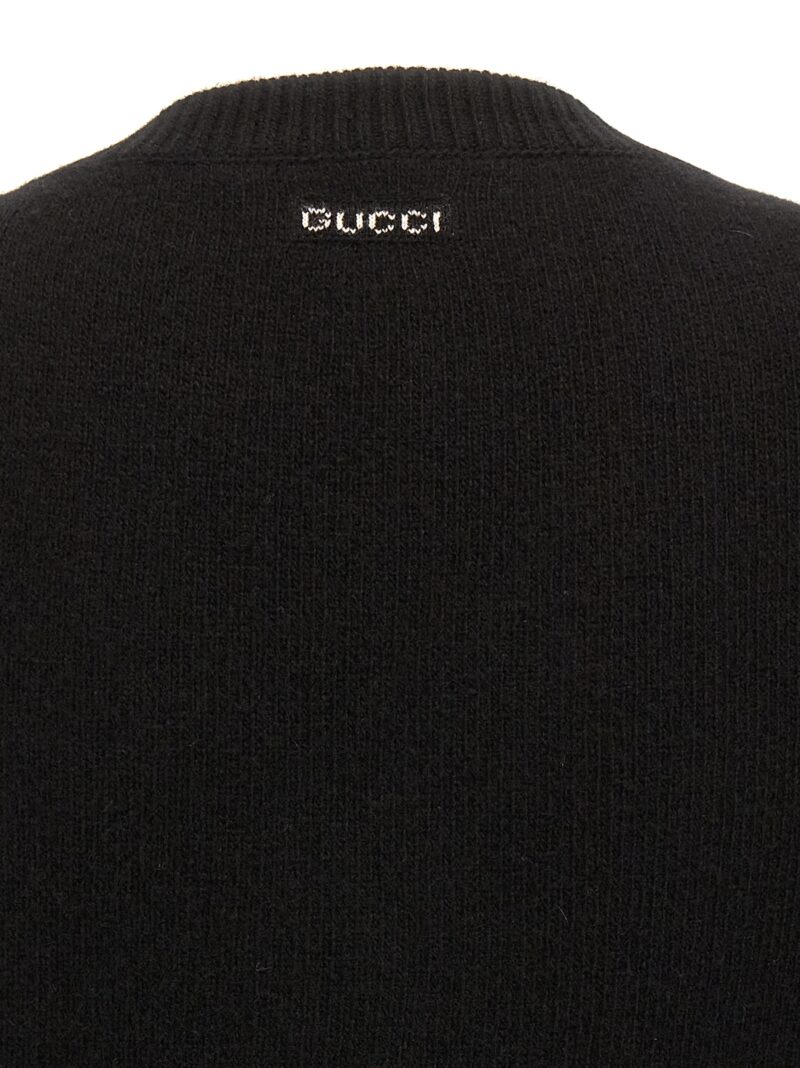 Cropped cardigan 70% wool 30% cashmere GUCCI Black