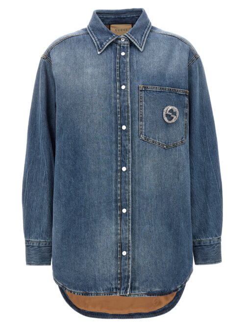 Quilted inner denim shirt GUCCI Blue