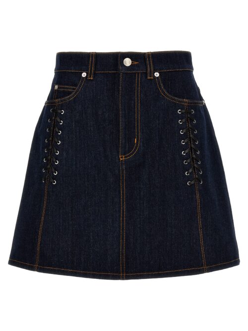 Lace-up denim skirt ALEXANDER MCQUEEN Blue