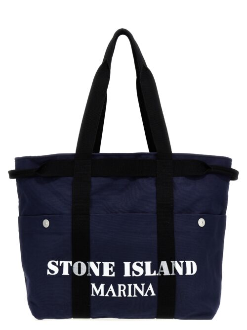 Logo print shopping bag STONE ISLAND Blue