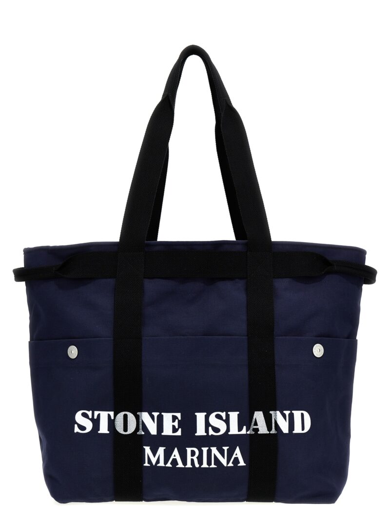 Logo print shopping bag STONE ISLAND Blue