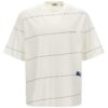 Logo embroidery striped T-shirt BURBERRY White