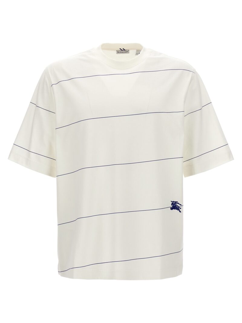 Logo embroidery striped T-shirt BURBERRY White