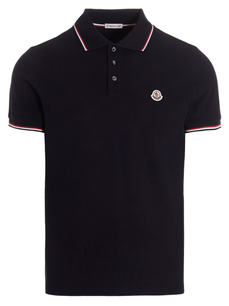 Logo patch polo shirt MONCLER Blue