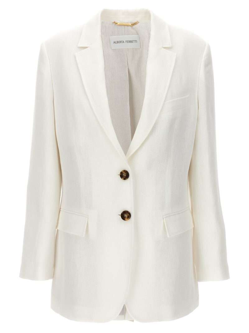 Single-breasted linen blazer ALBERTA FERRETTI White