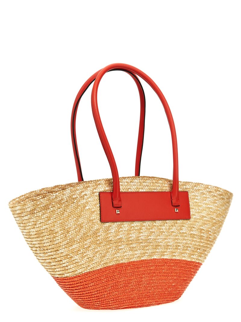 'Beach Basket Tote/M' shopping bag BEACHBASKETTOTEMJXHNATURALPAPRIKALIGHTGOLD JIMMY CHOO Fuchsia