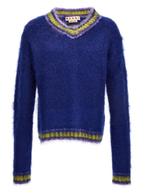 Contrast edging mohair sweater MARNI Blue