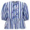 'Tie String Peplum' blouse GANNI Light Blue