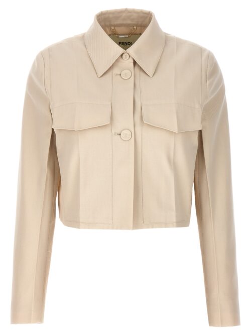 Tailored cropped jacket FENDI Beige