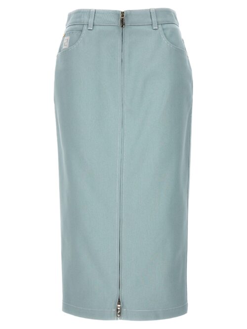 Denim midi skirt FENDI Light Blue