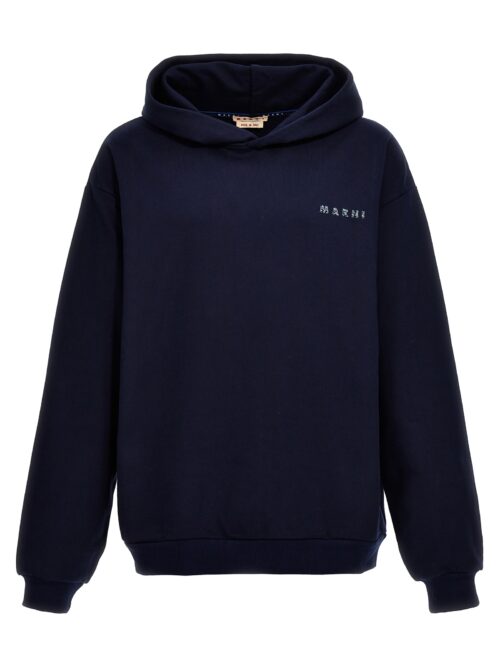 Logo print hoodie MARNI Blue