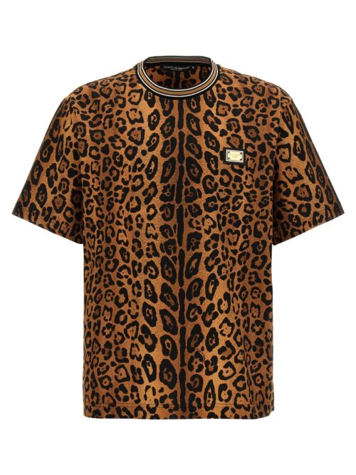 Leopard print t-shirt DOLCE & GABBANA Brown