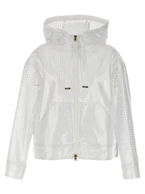 Plasticized crochet hooded jacket HERNO White