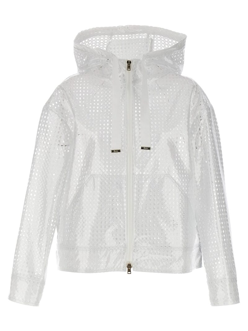 Plasticized crochet hooded jacket HERNO White