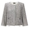 Lurex tweed cropped jacket ELISABETTA FRANCHI Silver