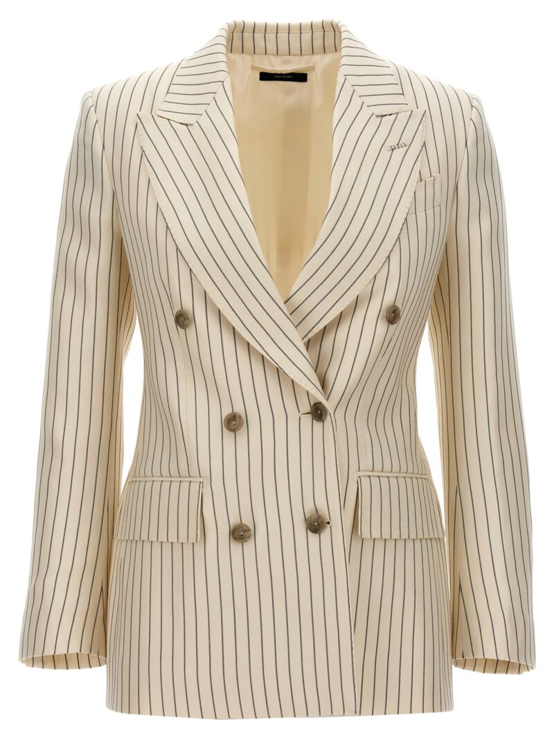 Striped double-breasted blazer TOM FORD White/Black