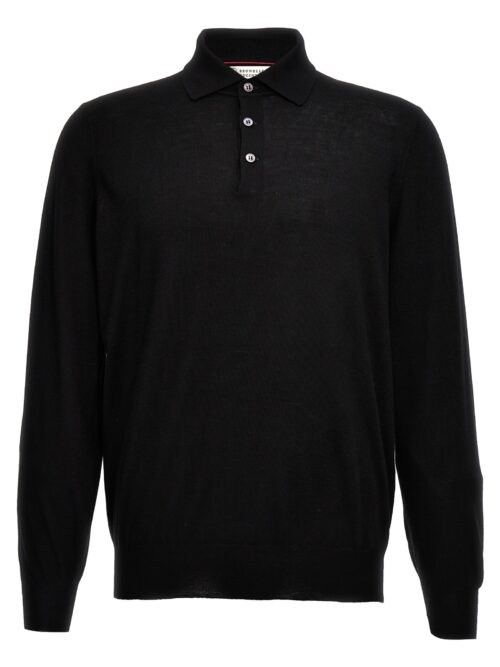 Knitted polo shirt BRUNELLO CUCINELLI Black