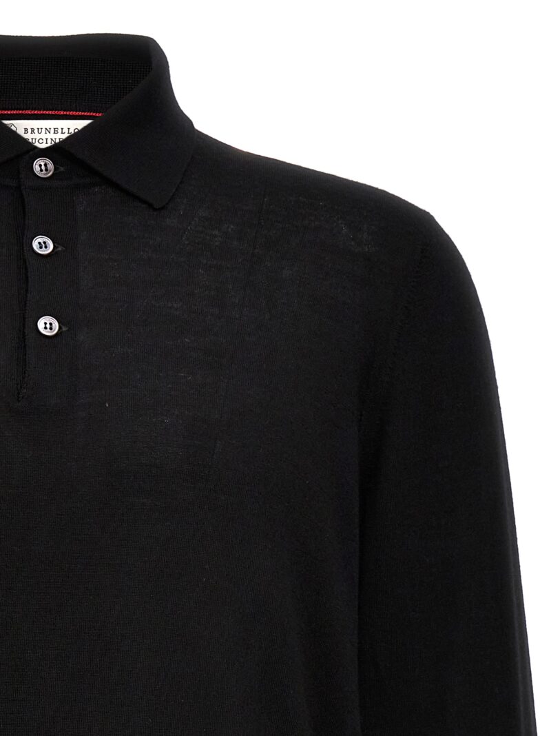 Knitted polo shirt Man BRUNELLO CUCINELLI Black