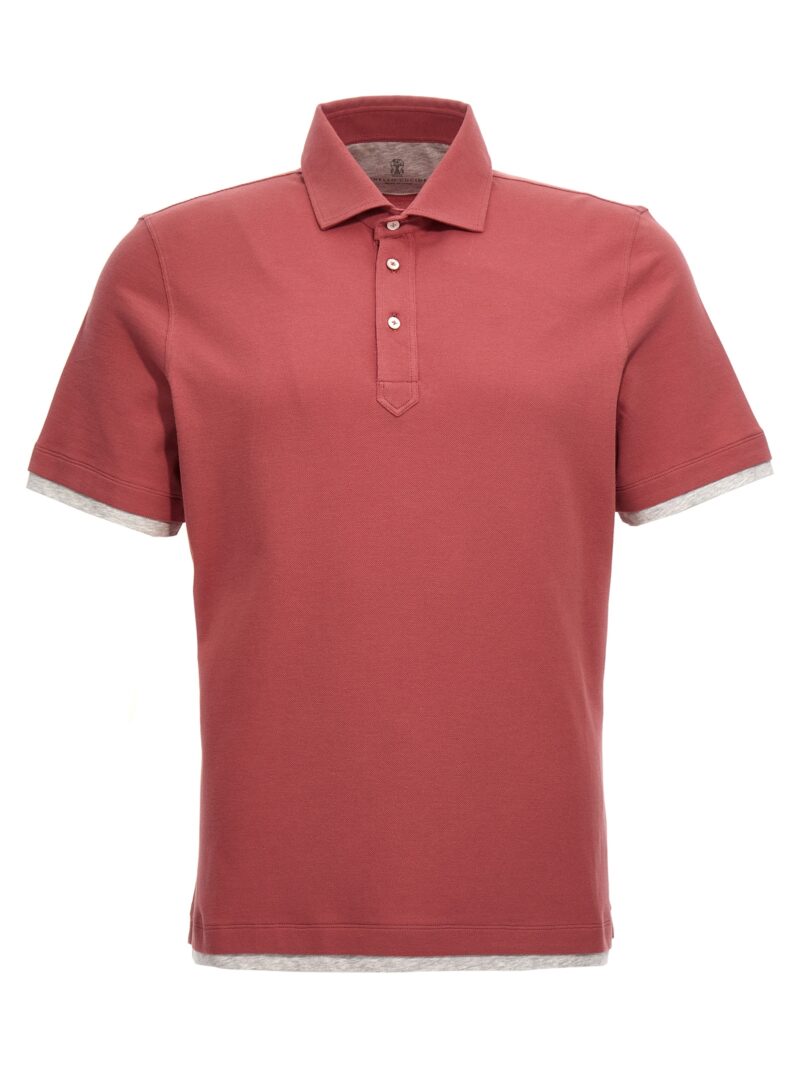 Double layer effect polo shirt BRUNELLO CUCINELLI Fuchsia