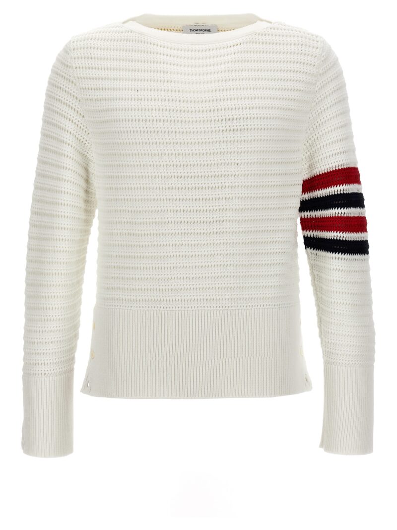 'Faux Crochet Stitch' sweater THOM BROWNE White