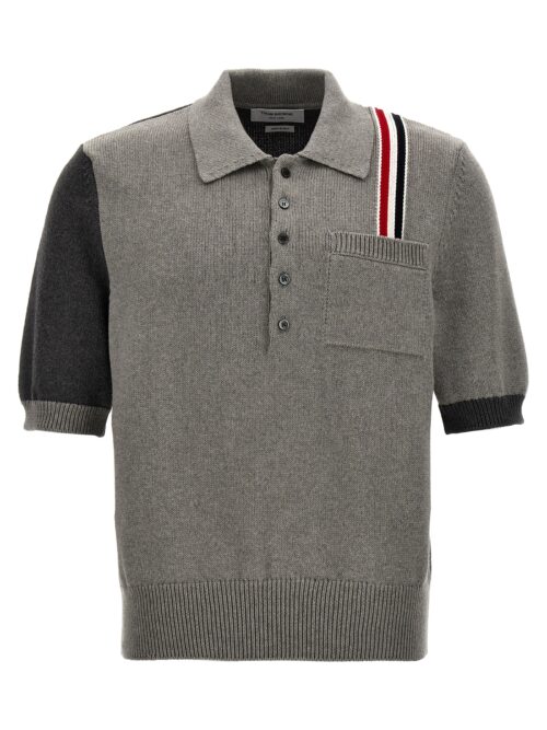 'Fun Mix Jersey Stitch' polo shirt THOM BROWNE Gray