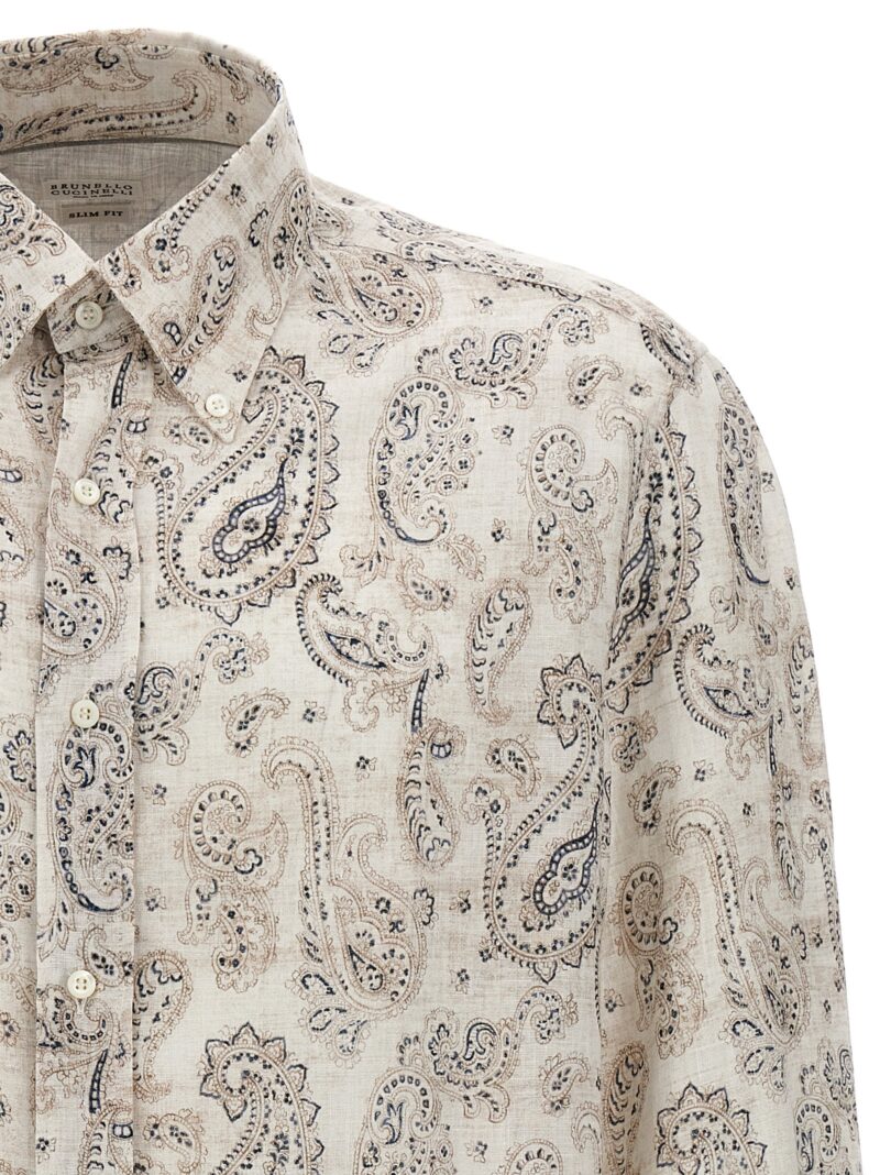 Printed linen shirt Man BRUNELLO CUCINELLI Multicolor