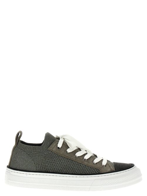 Lurex knit sneakers BRUNELLO CUCINELLI Silver