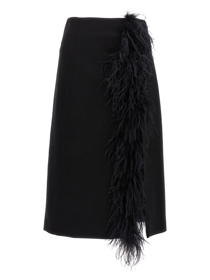 Feather midi skirt PRADA Black