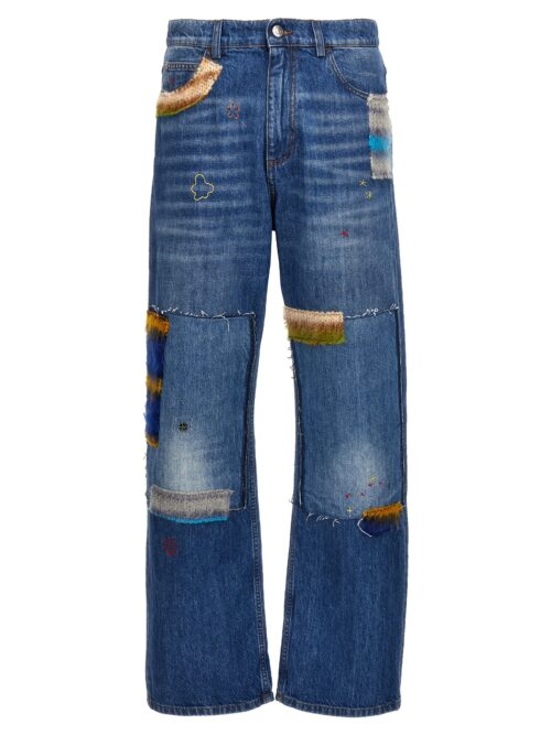 Embroidery jeans and patches MARNI Blue