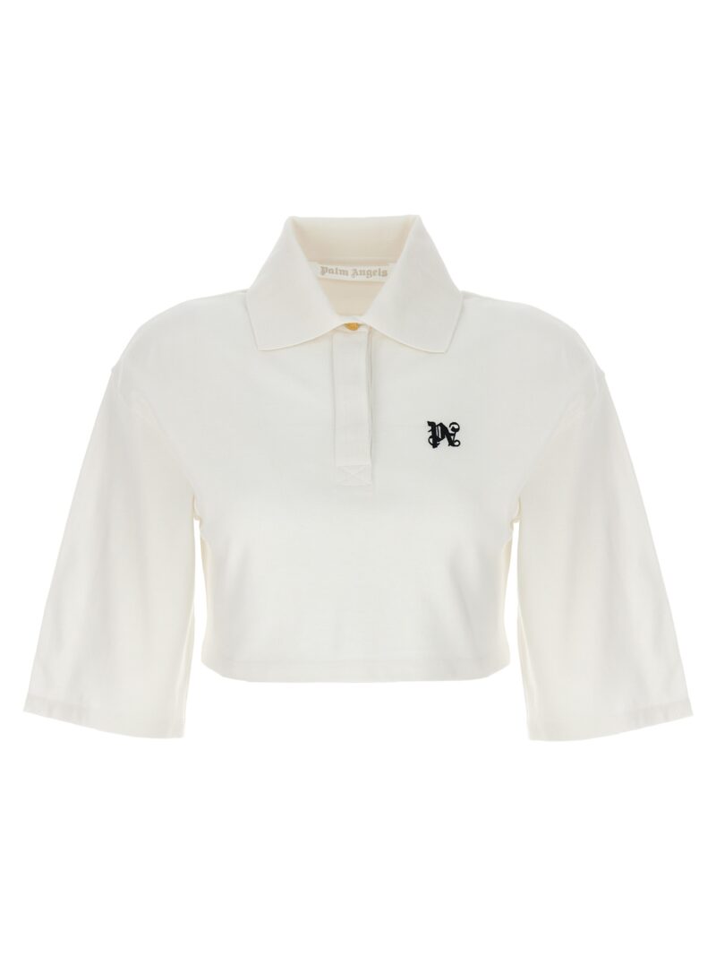 'Monogram' crop polo shirt PALM ANGELS White/Black