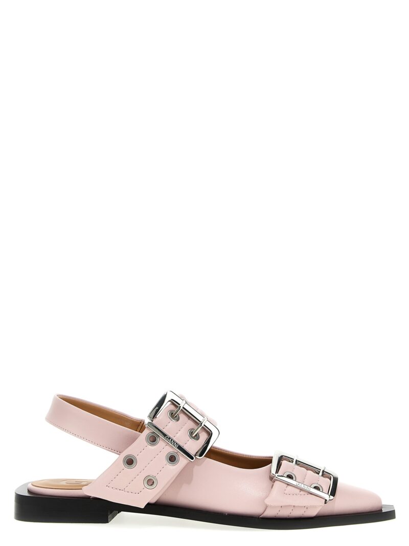 'Wide Belt Buckle' ballet flats GANNI Pink