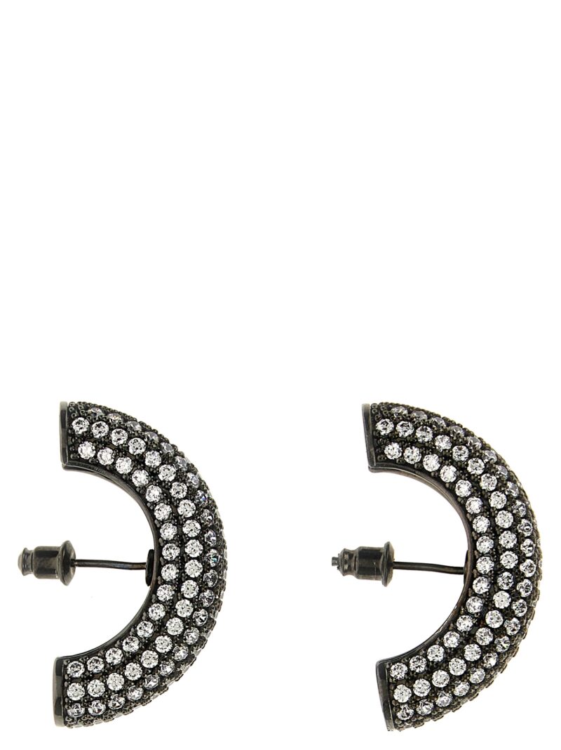 'Half Moon Crystal Hoops' earrings PANCONESI Silver