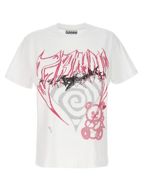 Logo print T-shirt GANNI White