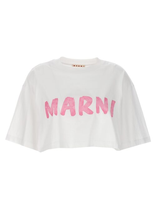 Logo print cropped T-shirt MARNI White