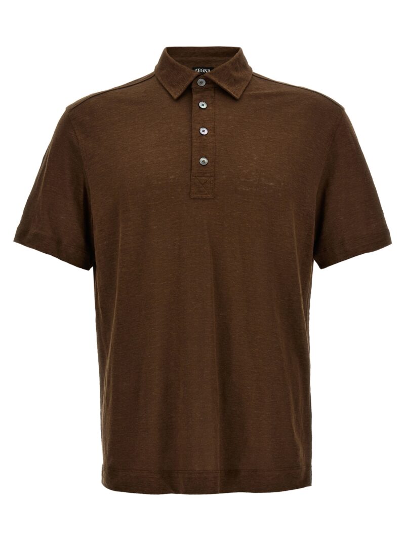 Linen polo shirt ZEGNA Brown