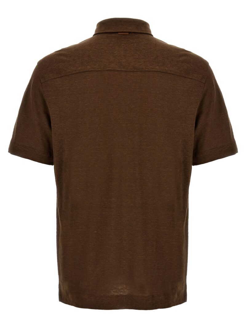 Linen polo shirt UD376A7D784M07 ZEGNA Brown