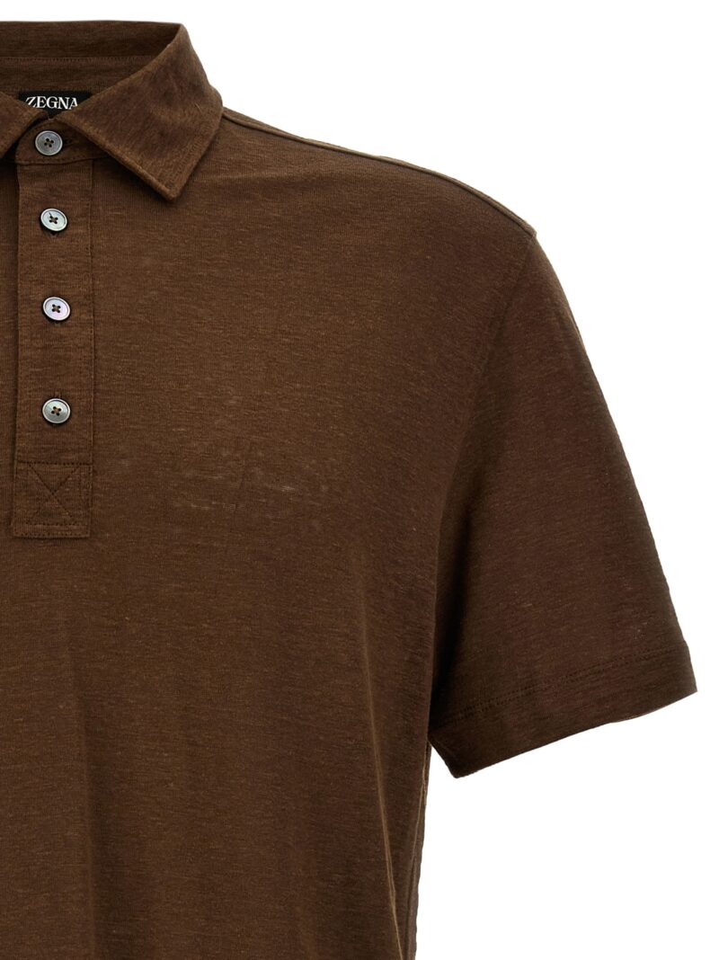 Linen polo shirt Man ZEGNA Brown