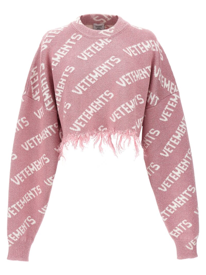'Iconic Lurex Monogram' crop sweater VETEMENTS Pink