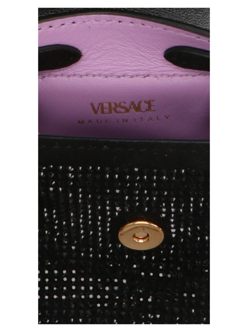 Micro 'La Medusa' handbag 100% suede leather VERSACE Black