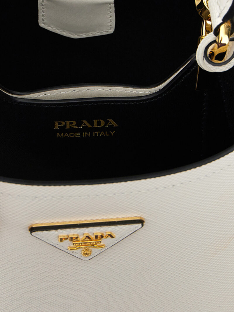 'Prada Panier Small' bucket bag 100% calfskin leather (Bos Taurus) PRADA White/Black