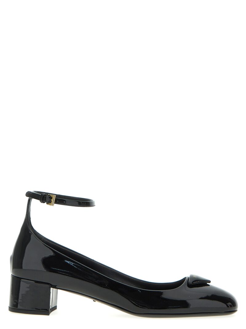 Logo patent ballet flats PRADA Black